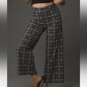 Maeve Black and White Geometric Pants